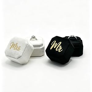 MTJYQYF Mr & Mrs Wedding Ring Box - Engagement Ring Box Ring Display Holder Case with Lid for Proposal Engagement Wedding, 1.
