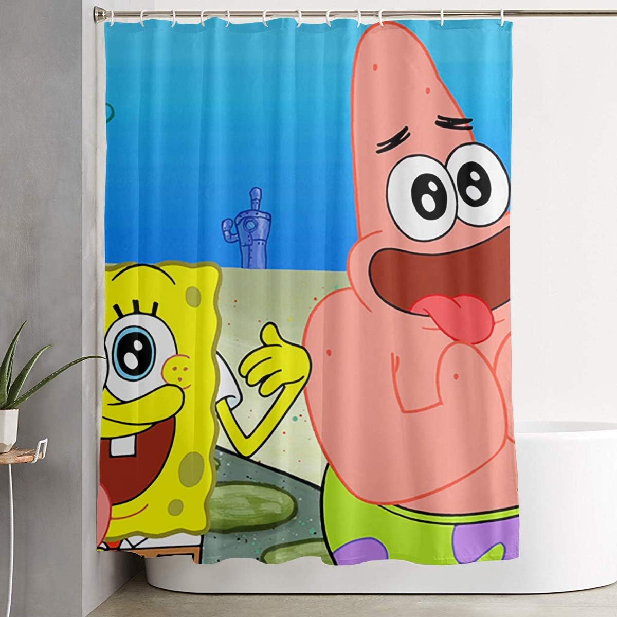 Amazon.com: Meirdre Stylish Shower Curtain Spongebob and Patrick Printing Waterproof Bathroom ...
