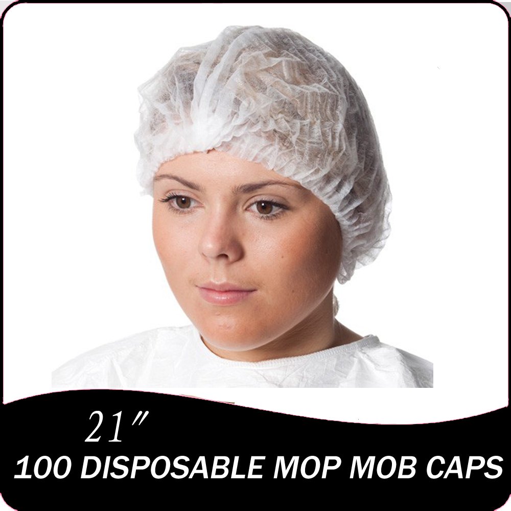 100 disposable mop mob caps clipped hair head cover net for salon or