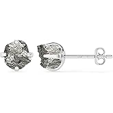 LUSTRE AND LIGHT Natural Raw Gemstones Stud Earrings for Women in Sterling Silver, Birthstone Jewelry Gifts for Her Birthday, Anniversary, Graduation (Prong-Set, 6x5.5mm)