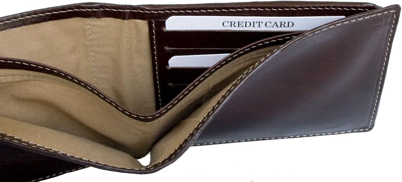 FLW Men's large smart designed genuine leather wallet, Brown - Image 4