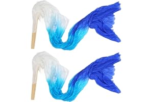 gernie 2Pcs 1.5m Bamboo Belly Dance Fans - Imitated Silk Veil Fans for Dancing Performances