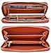Iswee Luxury Women Leather RFID Blocking Wallets Clutch Card Holder Organizer Ladies Purse with Wrist Strap Large Capacity (Brown)
