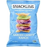 SNACKLINS Plant Based Crisps - Garden Variety Ranch - Vegan Healthy Snacks - Gluten Free, Grain Free, 100% Kosher For Passover, Low Calorie - 3oz Bag (Pack of 1)