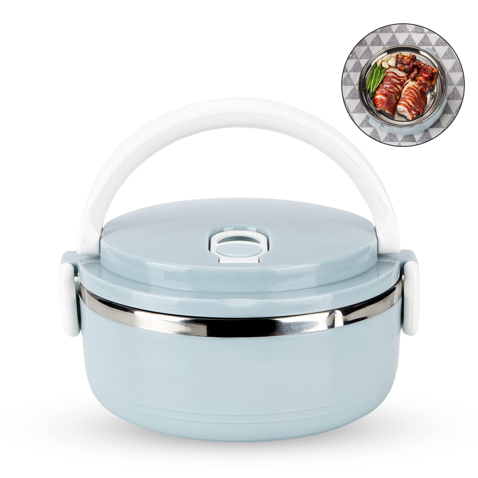 Pilipane Thermal Lunch Box,Lunch Box,Insulated Leak Proof Lunch Box,Stainless Steel Thermal Insulation Bento Lunch Box,Lunch Containers,Rice Noddles Lunch Box for Car Office School,Home (One Layer)