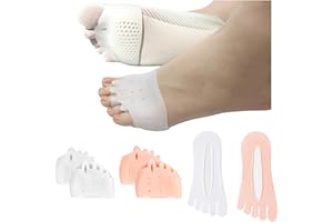 YIKESHU Silicone Toe Separators with 2 Pairs Toe Socks for Women, Toe Straightener, Yoga Toes Toe Separators for Overlapping Toes to Foot Pressure Relief (2pairs toe separators + 2pairs toe socks)