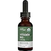 Earth Harmony Naturals Organic Vegan Vitamin B12 Sublingual Liquid Supplement - 2500mcg Methylcobalamin Drops for Natural Energy, Metabolism Health and Immune System Support - 1 Fl Oz