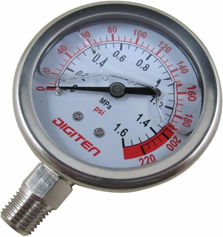 DIGITEN Water Pressure Gauge Meter 0-1.6MPa 0-220psi 1/4" f Reverse Osmosis System Pump - Image 3