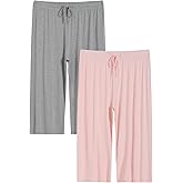 Latuza Women's Plus Size Capri Pajama Pants Comfy Wide Leg Lounge Capris