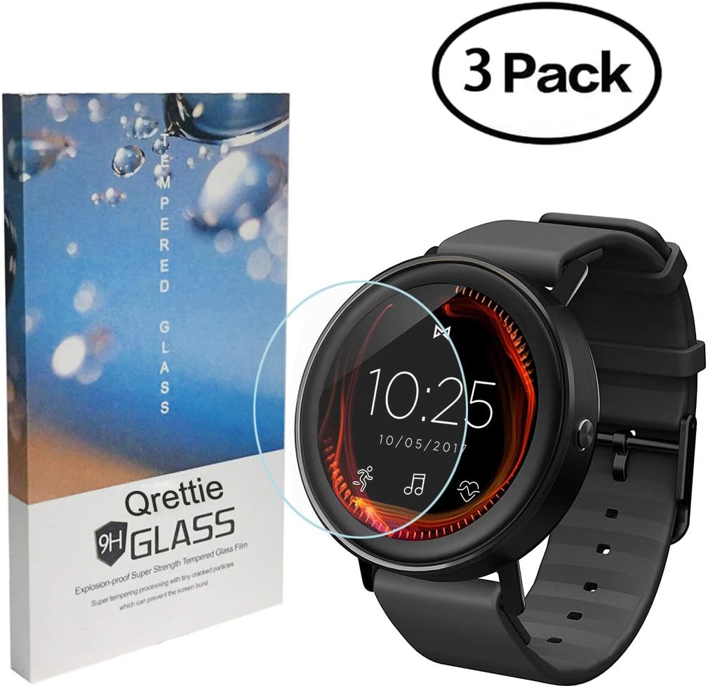 Qrettie3 Pack for Misfit Vapor Screen Protector 9H Hardness Tempered Glass Screen Protectors for Misfit Vapor 2017 Smart Watch Screen Protective Film Anti-Scratch No-Bubble