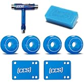 [CCS] Clear Skateboard Wheels Bundle | Professional Grade | Polyurethane | Size 52mm | 99A Durometer | 1/8" Riser Pads | All-in-One Tool | Skate Wax