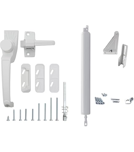 Ideal Security 9DX Storm Door Closer Bundle With DX Pull Handle Set – Adjustable Speed, Smooth Closing, White