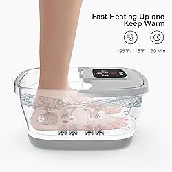 HOSPAN Collapsible Foot Spa with Heat, Bubble, Red