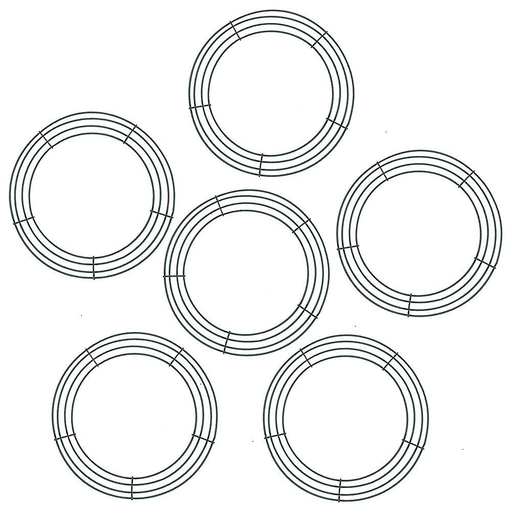 Dojimayisc 6 Pieces Dark Green Wire Wreath Rings Wire Wreath Frame for Christmas New Year Valentines Decoration (10 Inch)