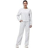 Blaosn Cute Workout 2 Piece Sets Outfits for Women Wide Leg Pants Sweatshirt Sweat Track Suit Sweater Matching Lounge Wear