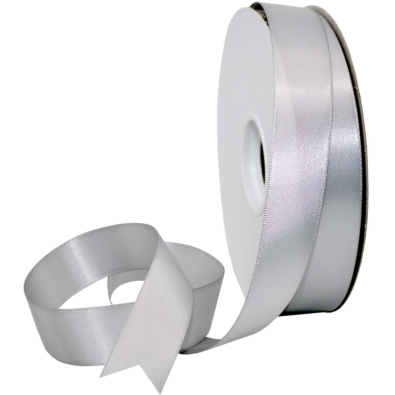Morex Ribbon Double Face Satin Ribbon 7/8" X 50 YD Light Silver Ribbon for Gift Wrapping, Birthday Gift Cards, Satin Dress for Women, Silk Ribbons for Crafts, Wedding Gifts for Couple