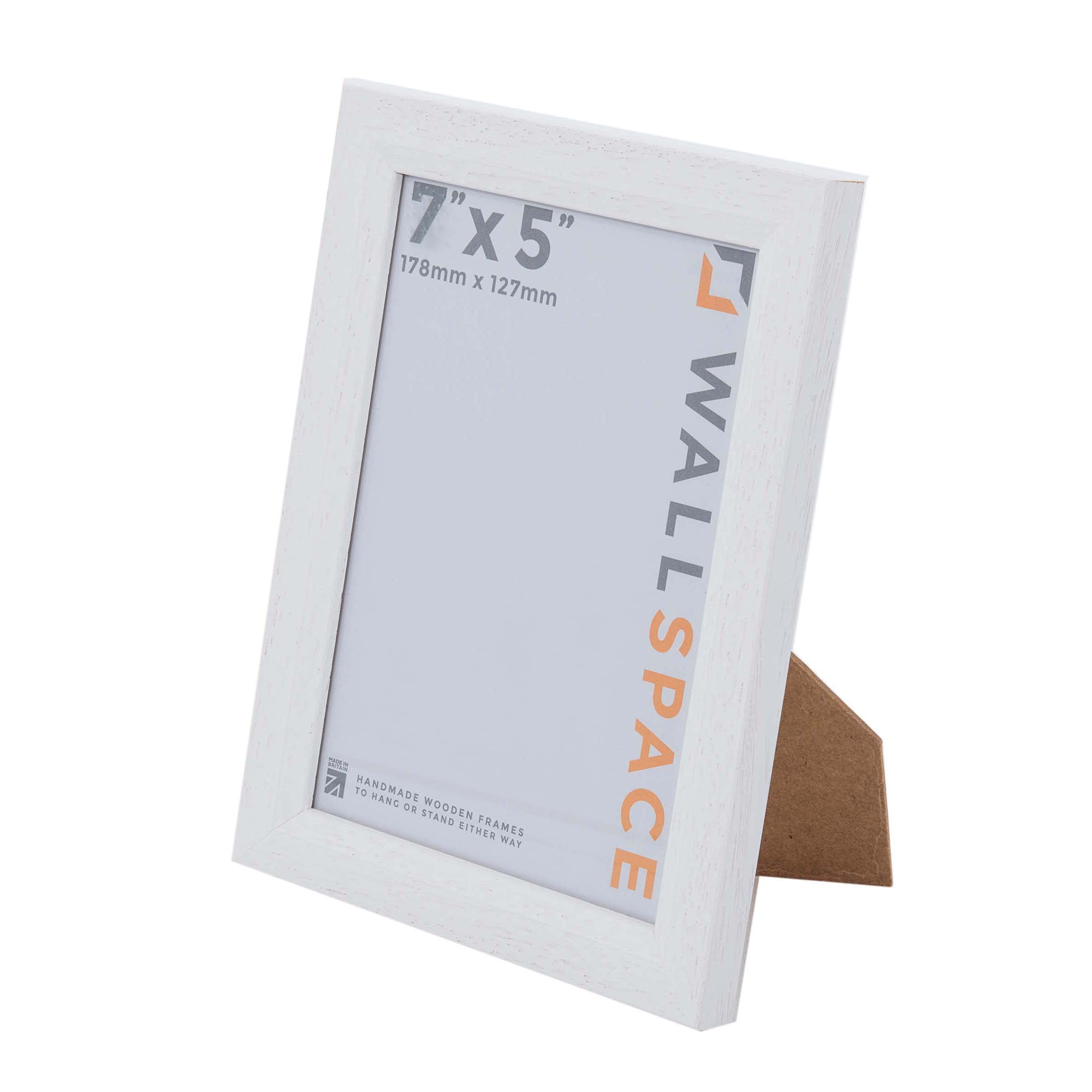 Wall Space Bevelled 7x5 White Picture Frame | White 5x7 Photo Frame | 7 x 5 inch | 178x127mm | 17.8x12.7cm | Solid Wood Wooden with Real Glass | Handmade in UK