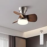 Myleoron 20 Inch Ceiling Fan with Light，3 Blades，Silver with Light with Remote Control Small Ceiling Fan ， Suitable for Livin