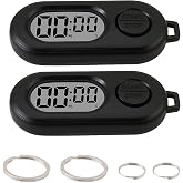 2 Pack Mini Digital Timer Keychain, Portable Countdown Timer and Stopwatch | Countdown with lcd display, small clip-on pocket