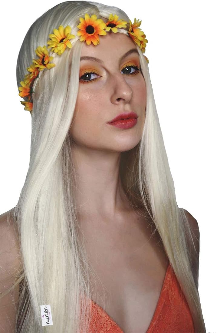 Amazon Com Allaura Hippie Wig Women 70s Costume Removable