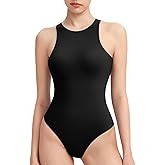 PUMIEY Women's High Neck Sleeveless Bodysuit Sexy Tank Tops Smoke Cloud Collection