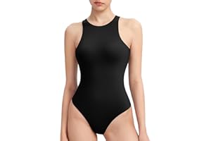 PUMIEY Women's High Neck Sleeveless Bodysuit Sexy Tank Tops Smoke Cloud Collection