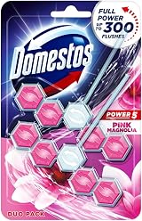 Domestos Power 5 Duo Pack Pink Magnolia Toilet Rim Blocks 2x55g