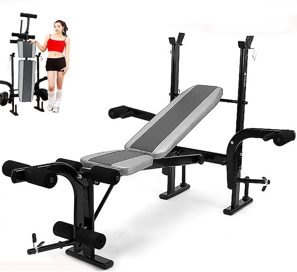 ZHIPENG Foldable Weight Bench Adjustable Standard Weight Training Bench Multifunction Sports and Fitness Equipment Strength Training Dumbbell Barbell Rack
