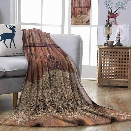 Amazon Com Home Throw Blanket Barn Wood Wagon Wheel Rural Old
