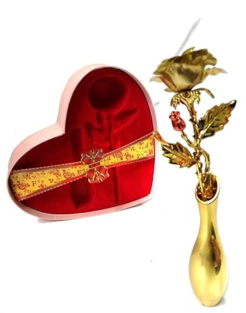 Buy Dp Endeavors 24k Gold Rose With Stand Beautiful Heart Shape Box 18 Cm Red Online At Low Prices In India Amazon In buy dp endeavors 24k gold rose with