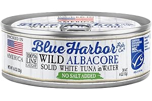 Blue Harbor Fish Co. Wild Albacore Solid White Tuna in Water No Salt Added - 4.6 oz Can (Pack of 12)