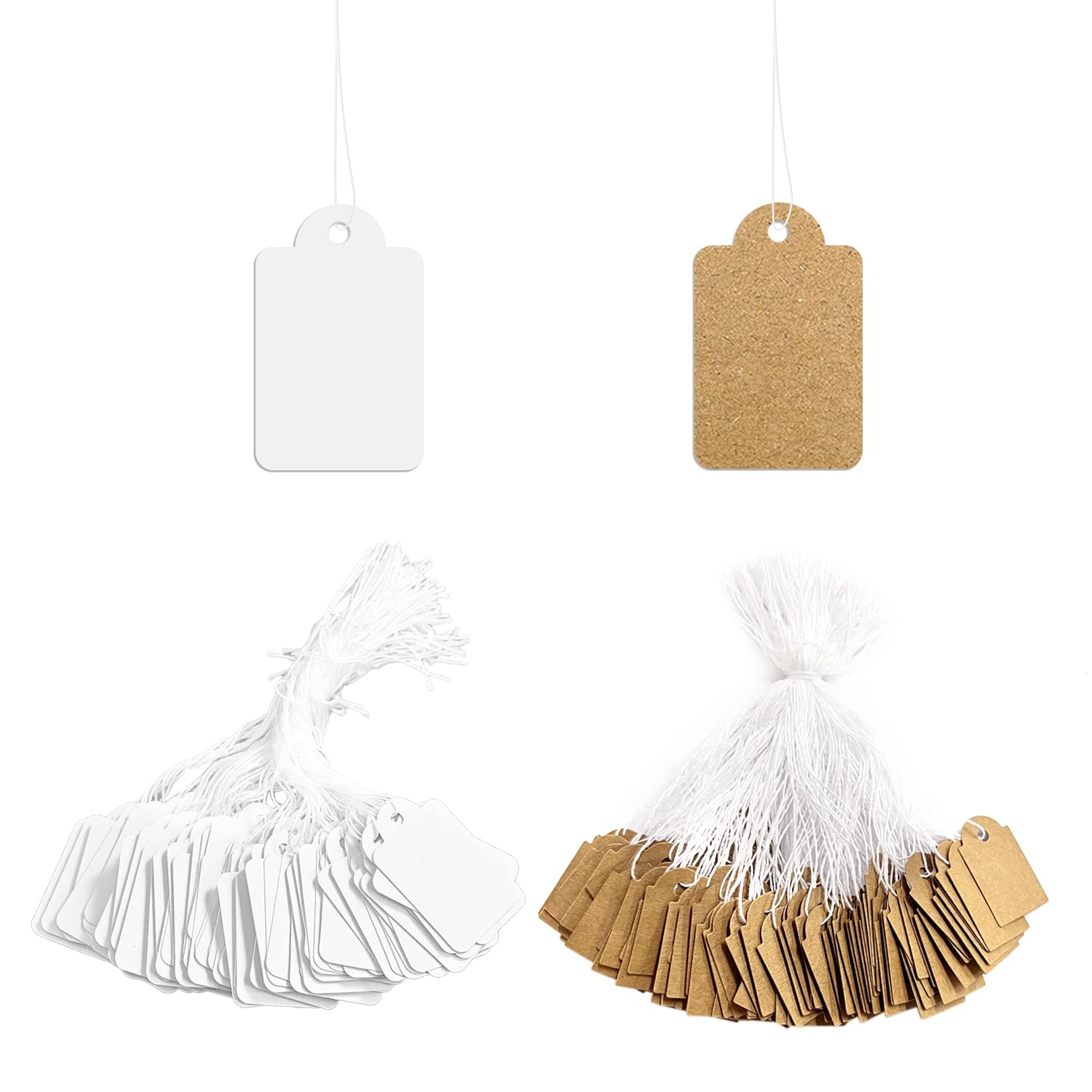 600 Blank Price Tags, fine Cotton Thread Tags, Handwritten Jewelry Price Tags, Paper Gift Tags, mini Kraft Paper Labels, Clothing Display Hang Tags, Price Tags with Rope (25 * 15mm)