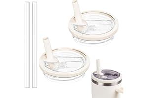 TianHengYi 40 OZ Tumbler Lid Replacement Fit for Stanley Quencher, 2 Pack Leakproof Top Cover Spill Proof Flip Straw Lids Com