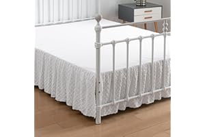 TSUTOMI Tufted Bed Skirt,Ruffled Bed Skirt with Split Corners, Queen Bed Skirt 14 Inch Drop, Boho Queen Size Bed Skirt White for Ruffled Bed Skirt with Split Corners, Bed Skirt Queen Size