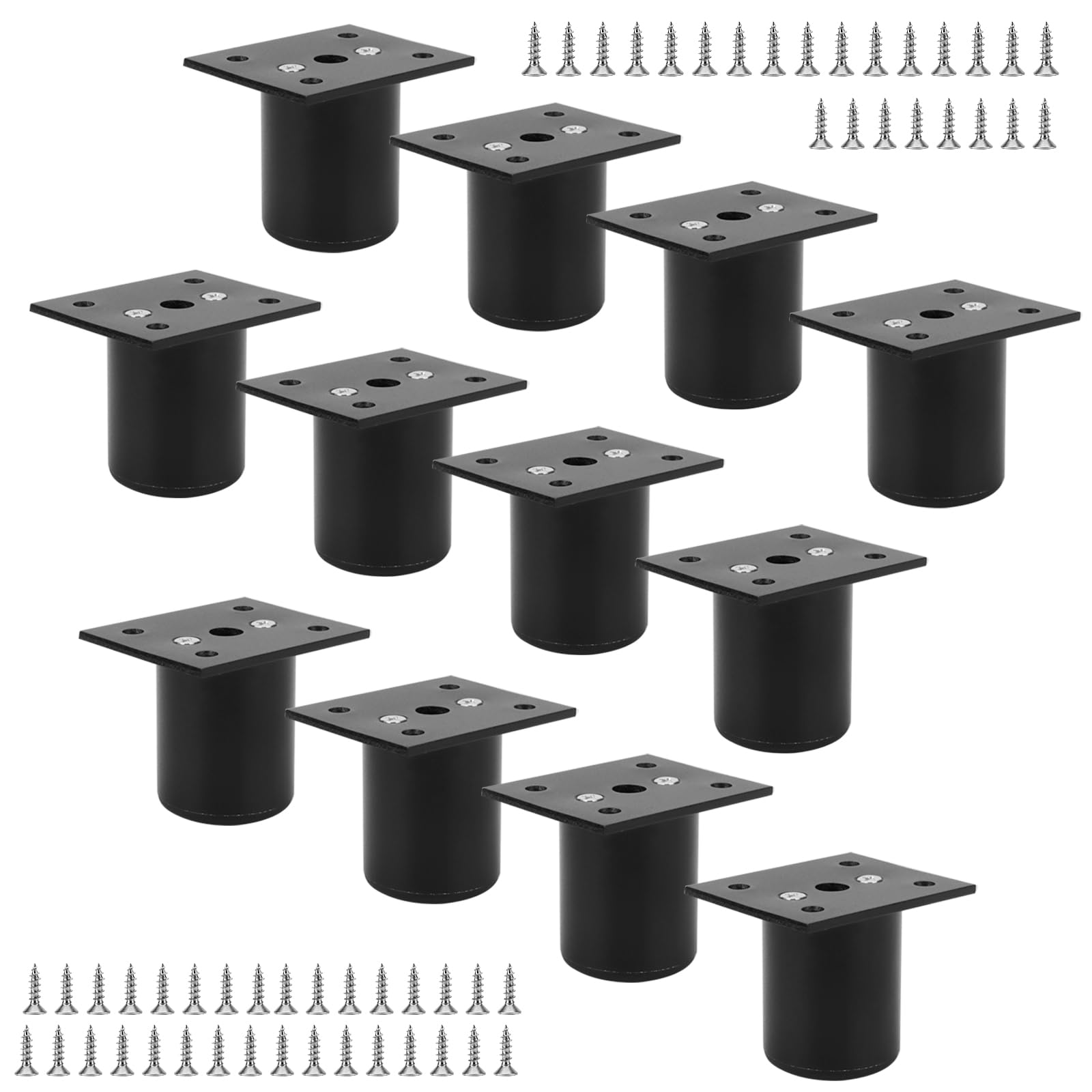 ZEONHAK 12 PCS 50mm/2 Inch Adjustable Furniture Feet, Aluminum Alloy Cabinet Legs with Screws, Adjustable Furniture Replacement Legs for Cabinet