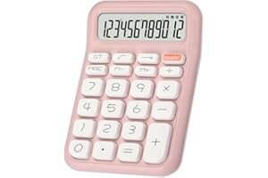 Pendancy Cute Calculator Small Size 4 Function Basic Handheld Calculators Desktop 12 Digits, LCD Display for School Home Business Use (Pink)
