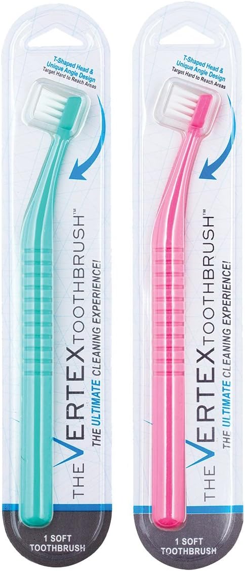 Toothbrush Dental Tool Shaped Toothbrush 2 Count (Green/Pink)