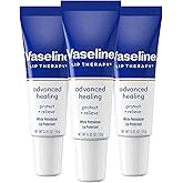 Vaseline Lip Therapy Advanced Healing Lip Moisturizer 3-Pack, 0.35 Oz Ea | #1 Dermatologist-Recommended Skin Protectant, Healing Ointment for Soothing Dry, Chapped Lips | Travel Essentials