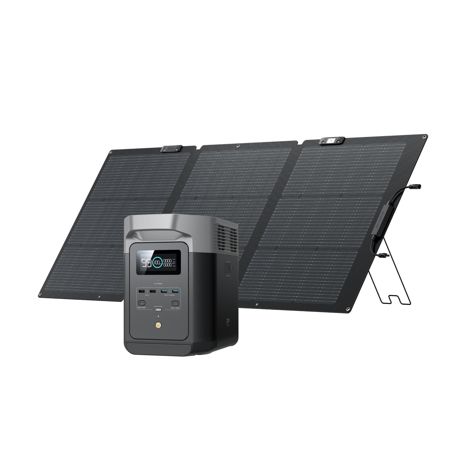 EF ECOFLOW Solar Generator DELTA 2 with 160W Solar Panel, LFP(LiFePO4) Battery, Fast Charging, Portable Power Station for Home Backup Power, Camping & RVs Image