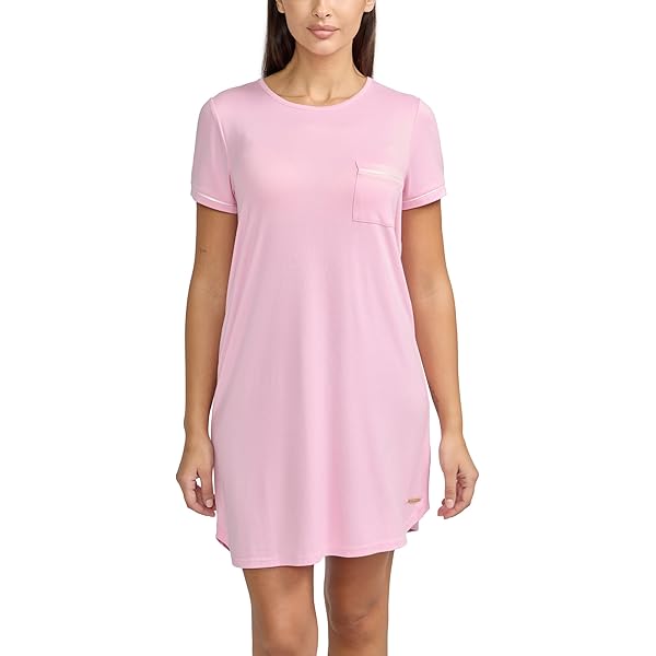 BCBGMAXAZRIA Women's Ribbed Pajama Set Short Sleeve Notch Collar