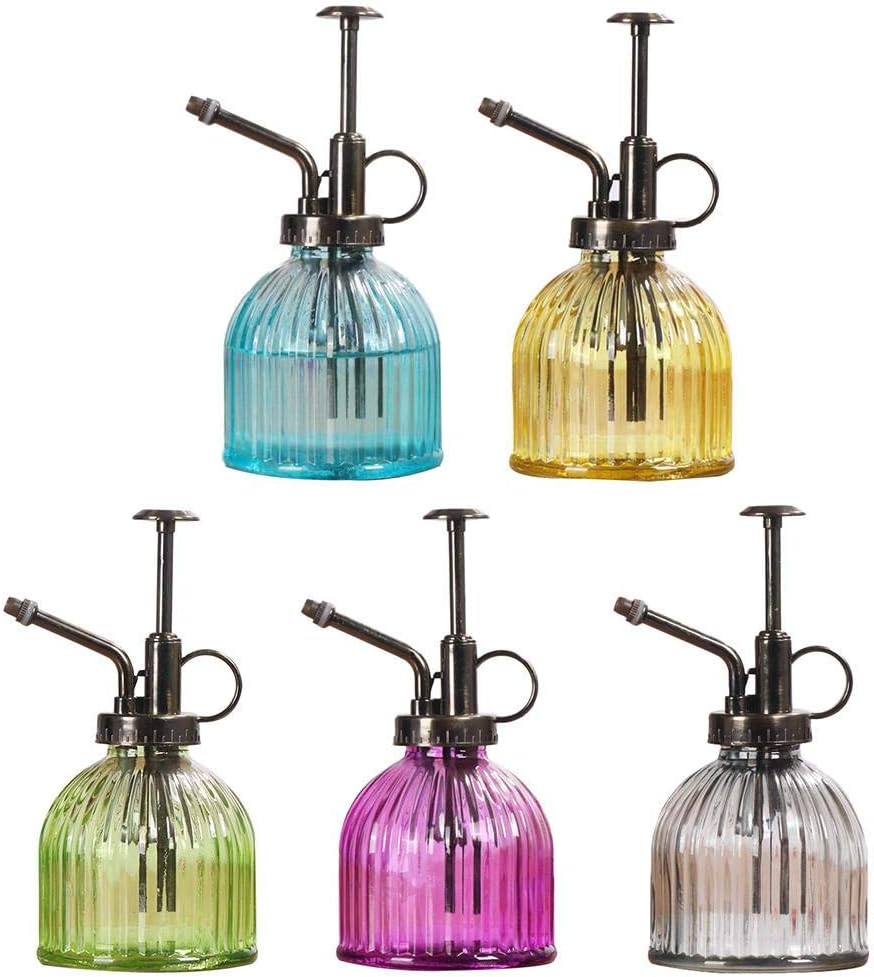 Vintage Transparent Ribbed Glass Spray Empty Bottles Yard Garden Tool