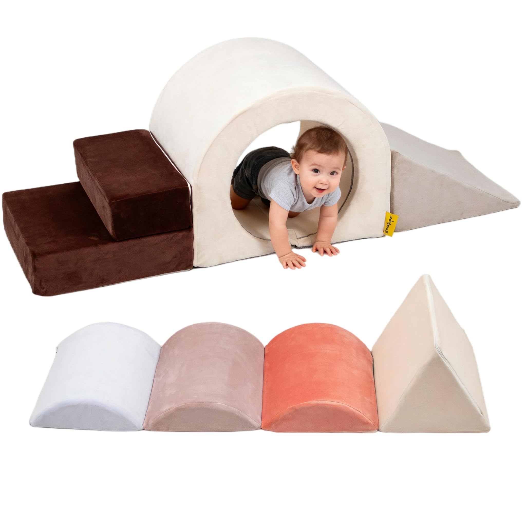 BanaSuper Kids Soft Play Set, Baby Foam Climbing Blocks, Climb and Crawl Foam Blocks, Toddler Indoor Soft Playground for Sensory Motor Skills, Montessori Activity Toys, EN71 Certified, Blue Pink