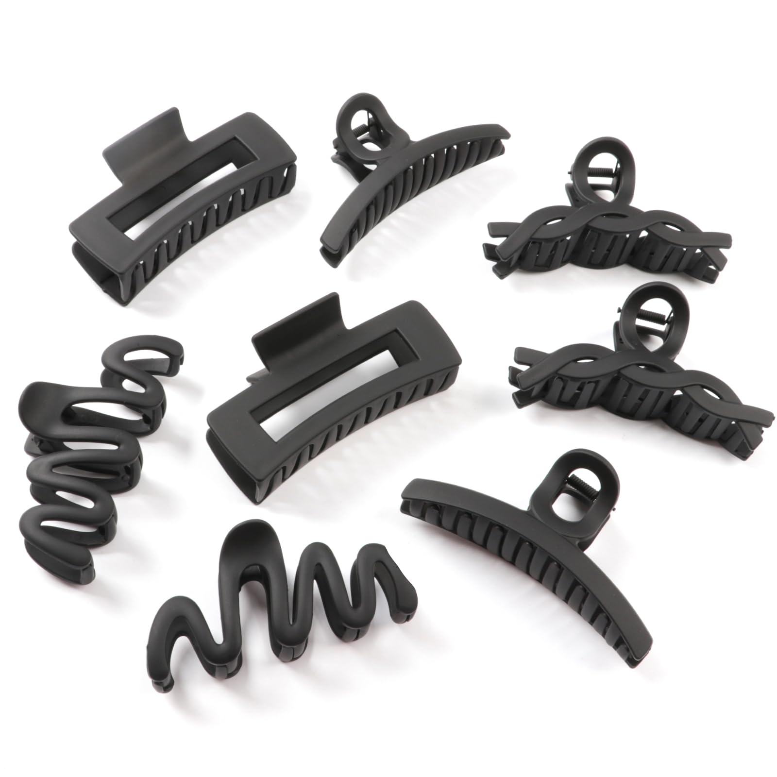Photo 1 of Matte Non-Slip Large Hair Clips for Women 8PCS (All Black), Durable Claw Clips for Women/Girls | Gift-Ready Neutral Hair Accessories for Daily & Special Occasions