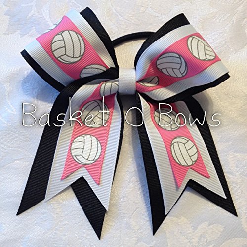 Amazon Com Small Bow Pink Volleyball Hair Bow 3 Layer Made