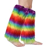 Barelove Women's Faux Fur Leg Warmers, Plush Soft Furry Fluffy Winter Long Boot Cuff Wrist Covers Boots Sleeves