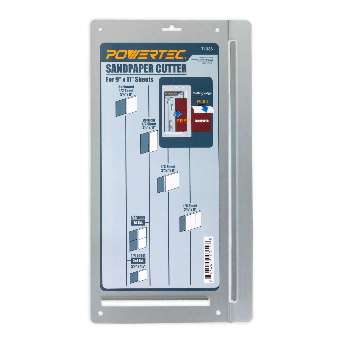 POWERTEC 71336 Sandpaper Cutter | Woodworking Shops and Metalworking Shops | for Precise, Clean Sandpaper Sheet Cutting | Easily Custom Cut 1/4, 1/2 and 1/3 Sheets for Your Sanding Projects