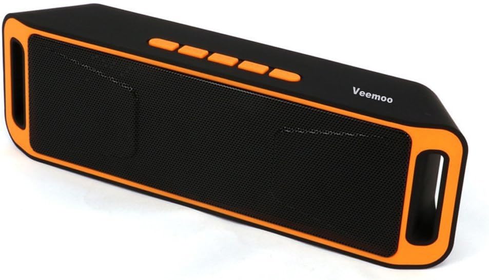 Veemoo Wireless Portable Bluetooth Stereo Speaker with FM Radio Microphone USB AUX Port for iPhone Android Smartphone Tablet PC Computer MicroSD U Disk and Audio Bluetooth Devices