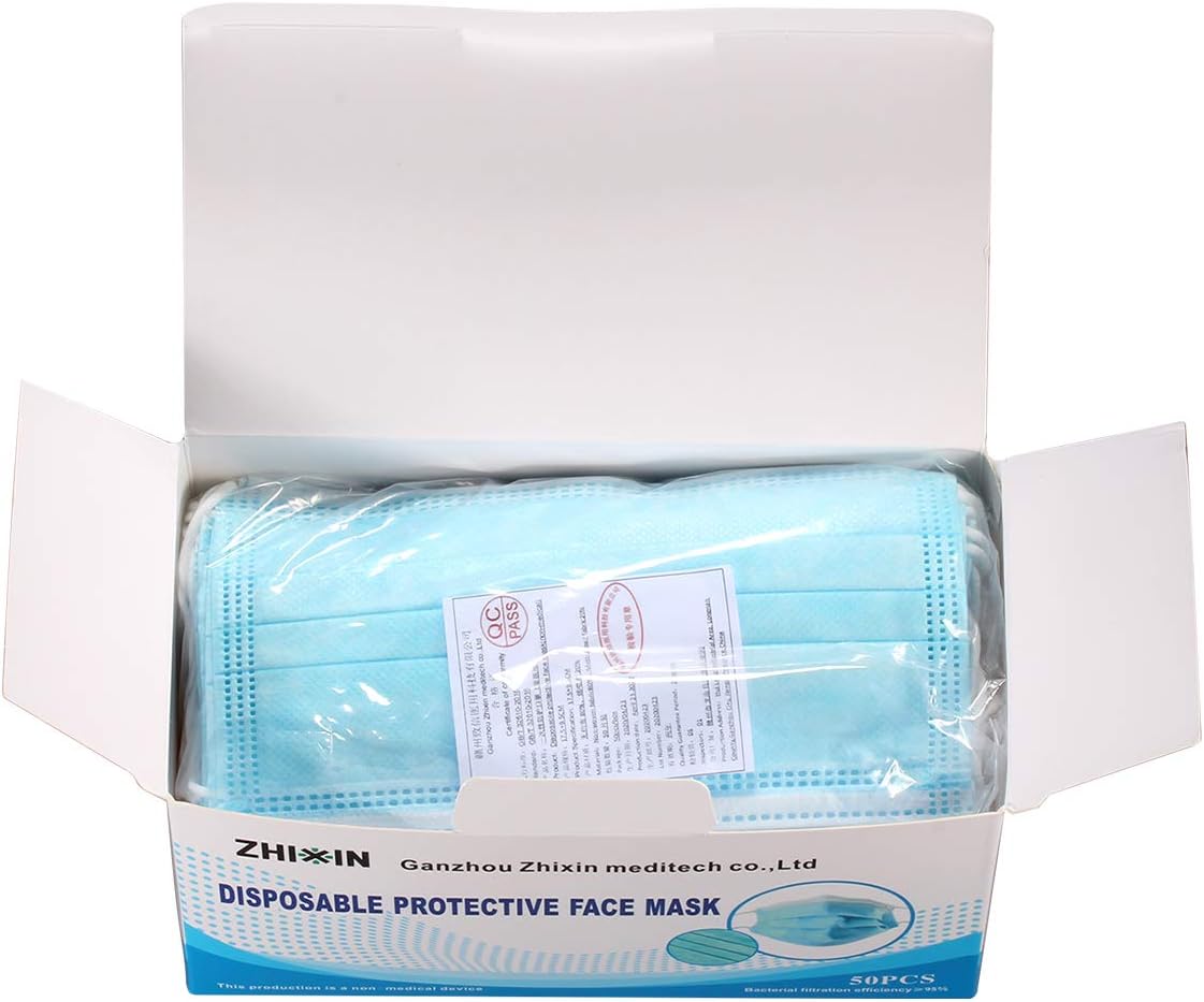 Download Amazon Com Zhixin Blue Disposable Face Masks 50pcs Non Woven 3 Ply Protective Elastic Earloop Masks For Home And Office Breathable Unisex Anti Dust Disposable Masks Beauty PSD Mockup Templates