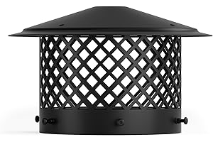 Hahaemall 8 Inch Chimney Cap Round Chimney Cover, Fireplace Chimney Caps for Outside, Chimney Rain Caps, Roof Vent Cap, All Weather, Easy to Install, Black