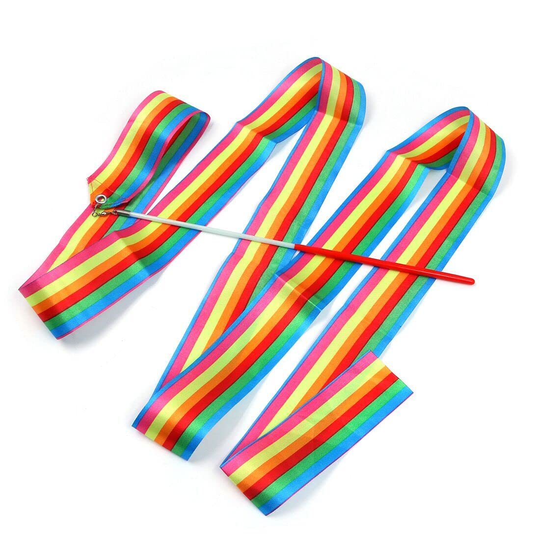 Namvo 5Pcs Dancing Ribbon Streamers, 78.7 Inches Art Gymnastics Rhythmic Ribbons with a Twirling Rod Baton Gym Stick